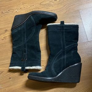 COLE HAAN waterproof Wedge Suede Lined Sherpa On Shaft Mid-Calf Boots